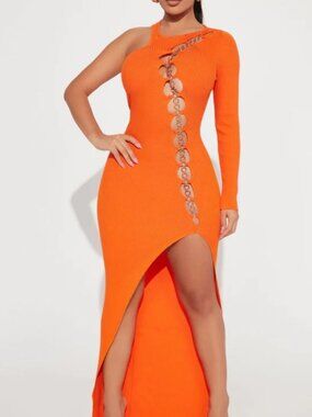Fashion Nova Clara Cut Out Maxi Dress - Orange